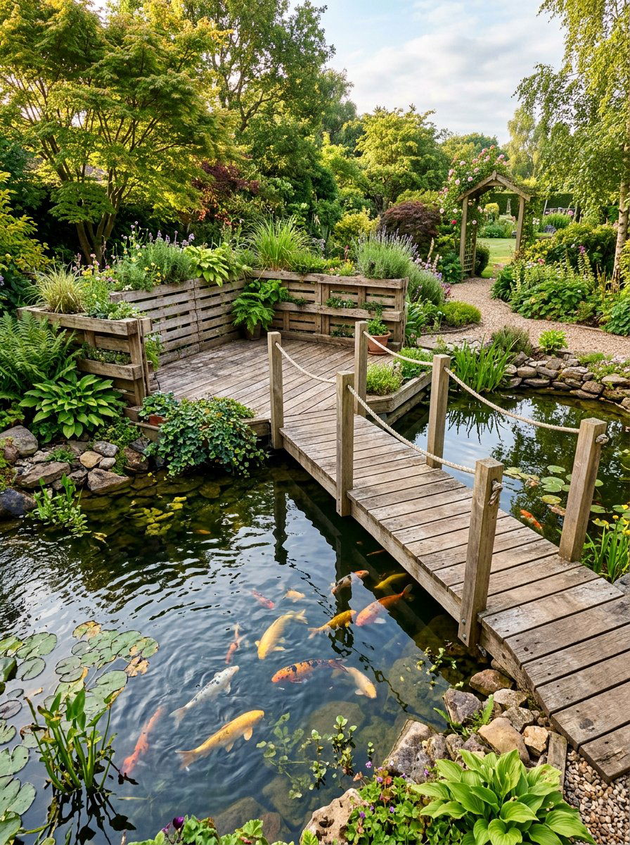 Recycled Pallet Pond Platform - 25 Pallet Pond Surround Ideas