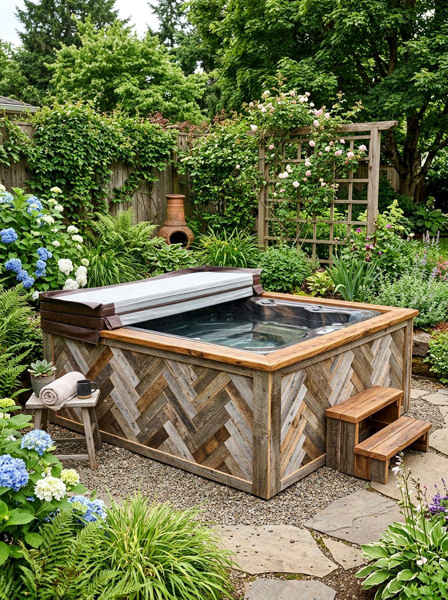 Recycled Pallet Spa Surround - 25 Pallet Hot Tub Surround Ideas
