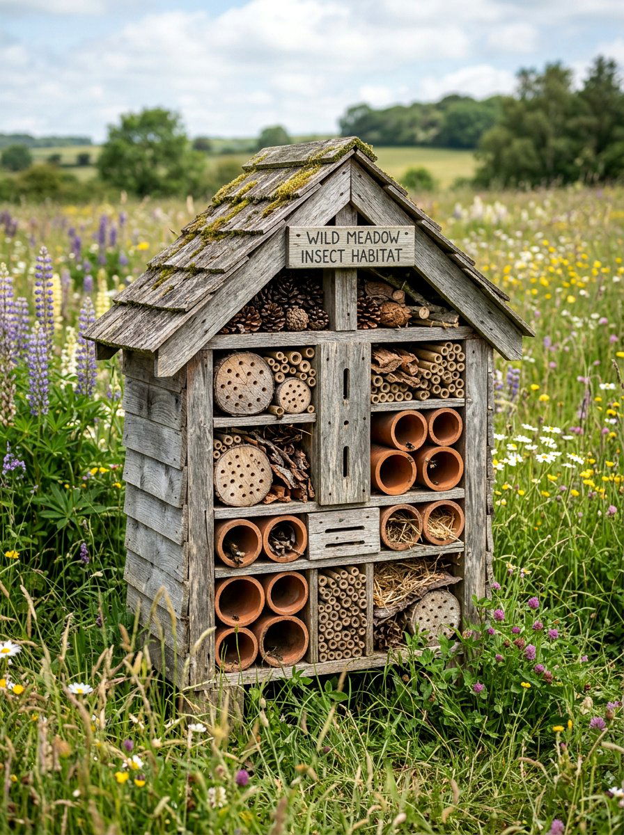 Recycled wood insect habitat - 25 Pallet Insect Hotel Ideas