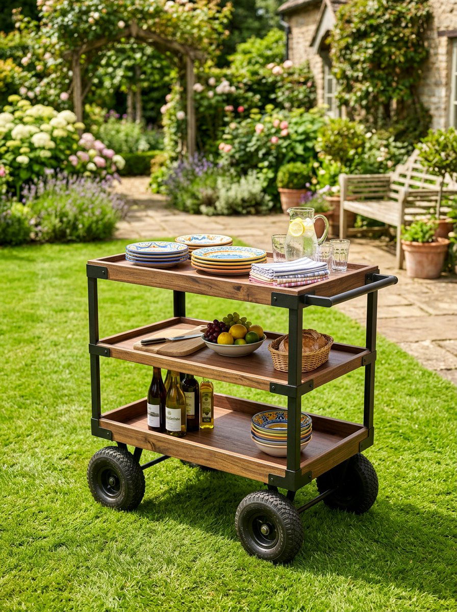 Rolling Outdoor Serving Trolley - 25 Pallet Outdoor Serving Cart Ideas