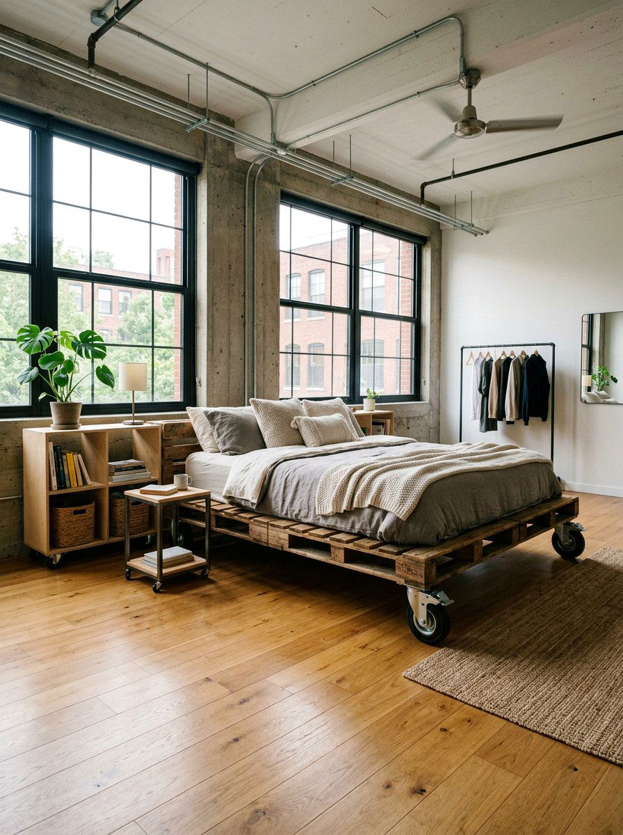 Rolling Pallet Bedroom - 25 King size pallet bed ideas