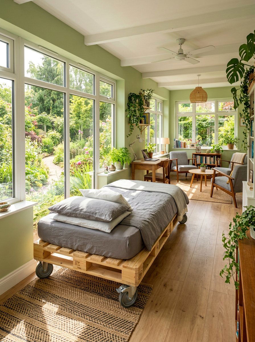 Rolling bed castors - 25 Single pallet bed ideas