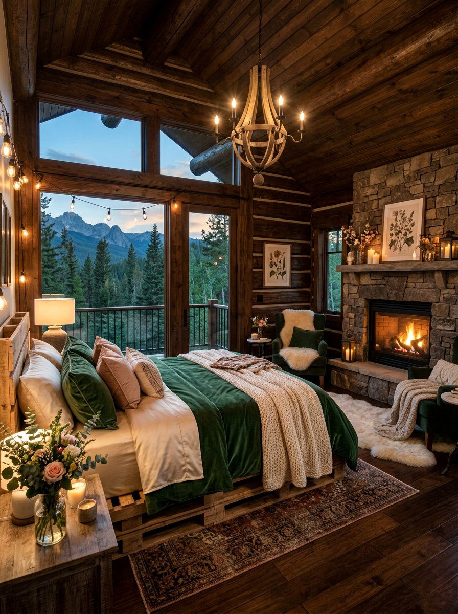 Romantic Cabin Bedroom - 25 Pallet bed ideas for cabin