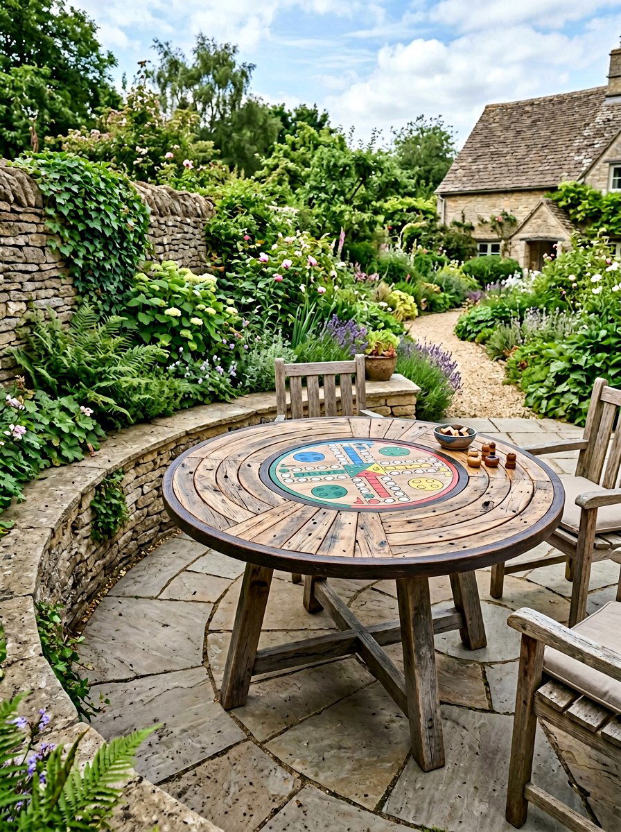 Round Top Reclaimed Pallet Game Table - 25 Pallet Outdoor Chess Table Ideas