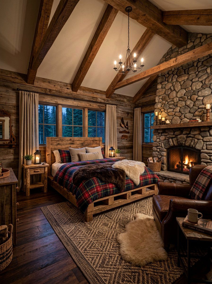 Rustic Cabin Bedroom - 25 Pallet bed ideas for cabin