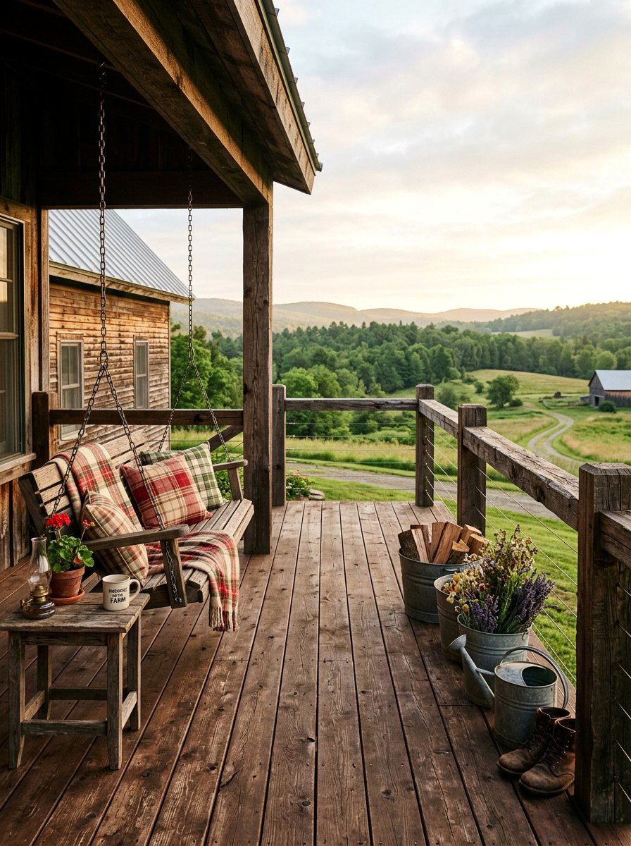 Rustic Farmhouse Wood Deck - 25 Pallet Patio Flooring Ideas