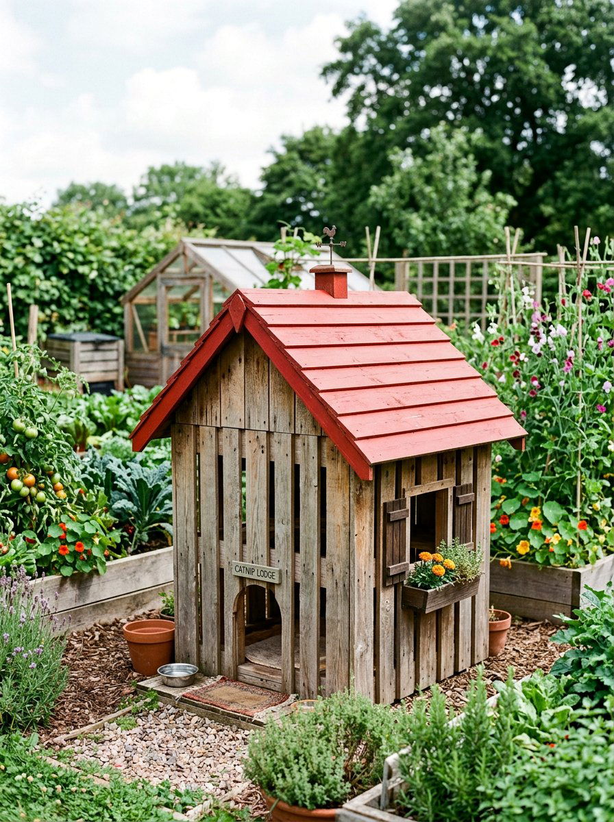 Rustic Garden Cat Shed - 25 pallet cat shelter ideas