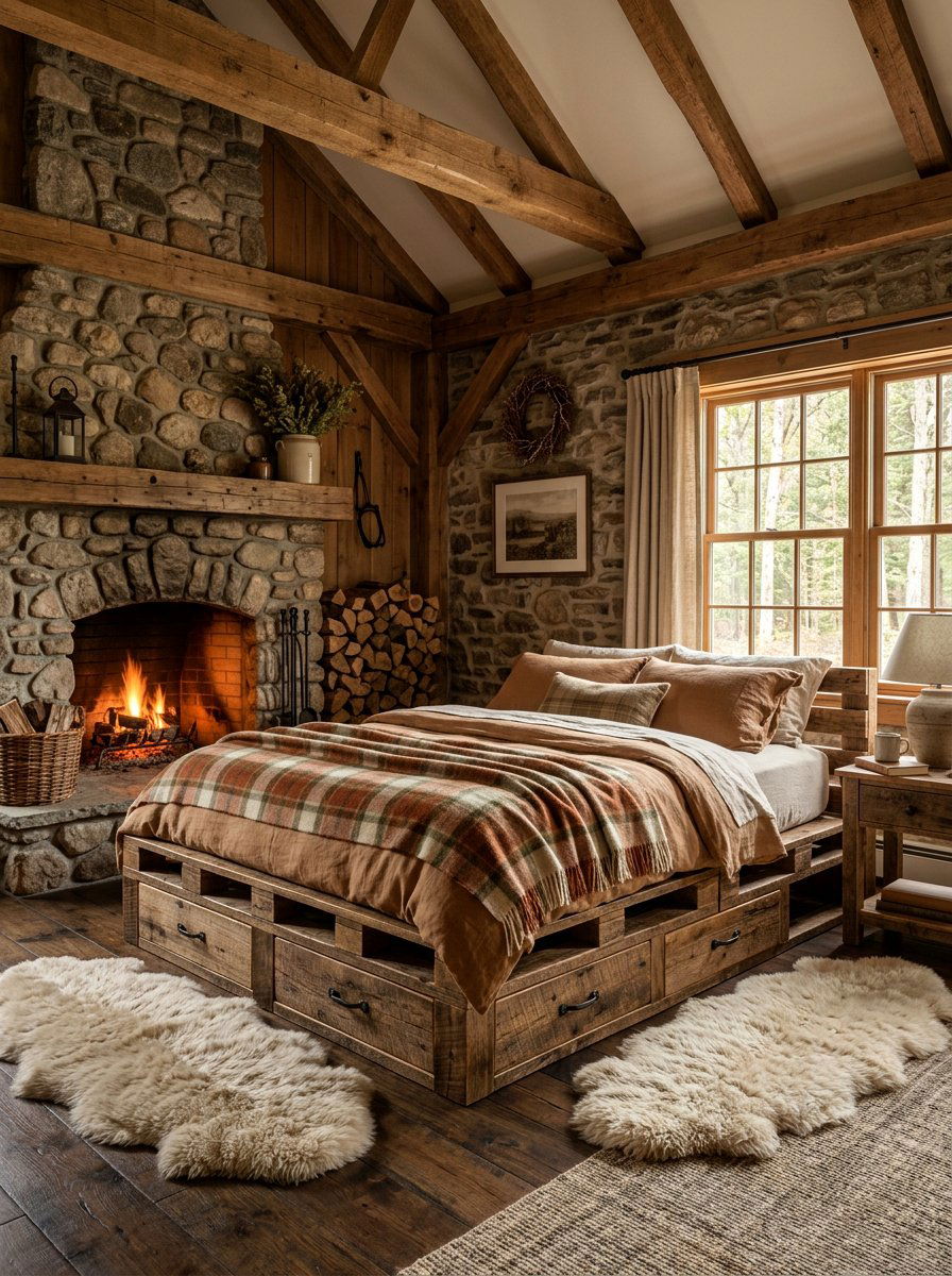 Rustic Home Bedroom - 25 Pallet bed ideas with drawers