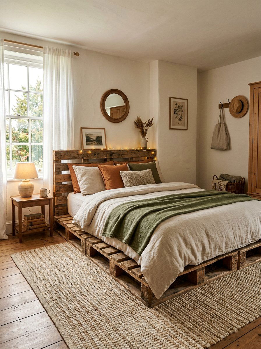 Rustic Pallet Bed - 25 Minimalist pallet bed ideas