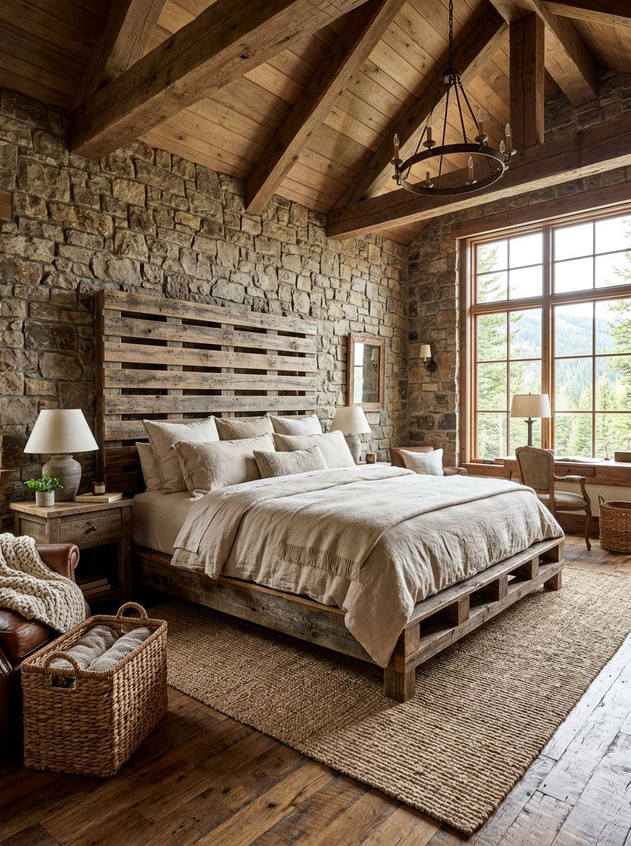 Rustic Pallet Bed - 25 California king pallet bed ideas