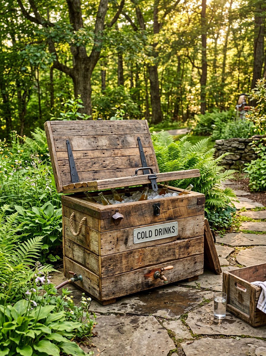 Rustic Pallet Cooler - 25 Pallet Ice Chest Holder Ideas