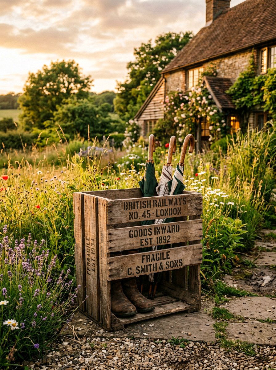 Rustic Pallet Crate - 25 Pallet Umbrella Stand Ideas
