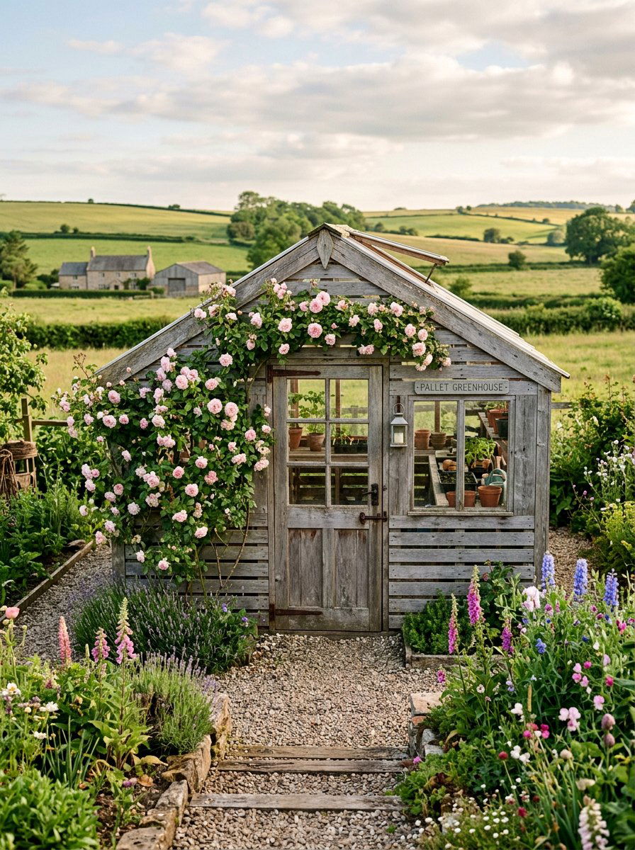 Rustic Pallet Greenhouse - 25 Pallet Greenhouse Frame Ideas