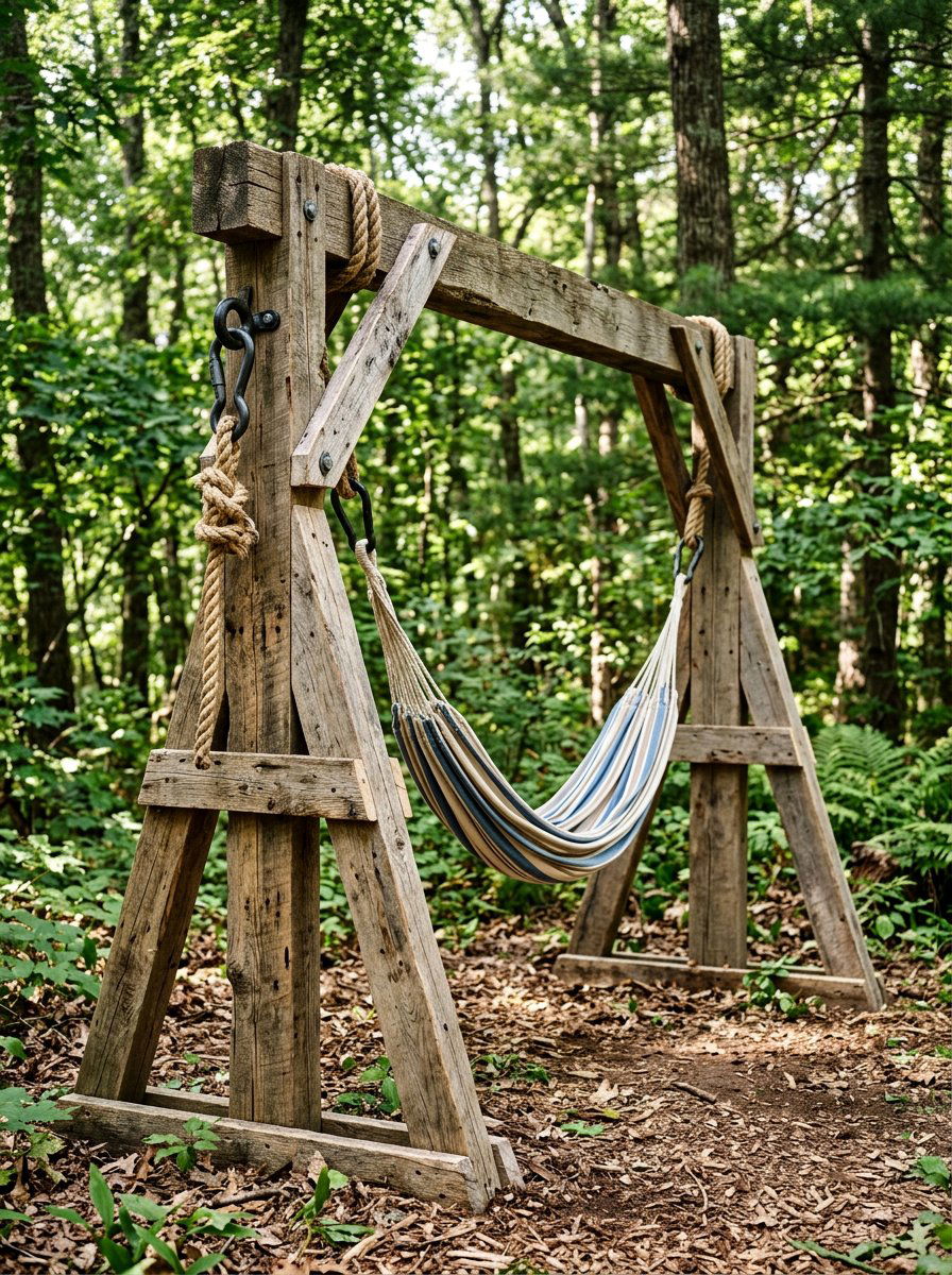 Rustic Pallet Hammock Mount - 25 Pallet Hammock Stand Ideas