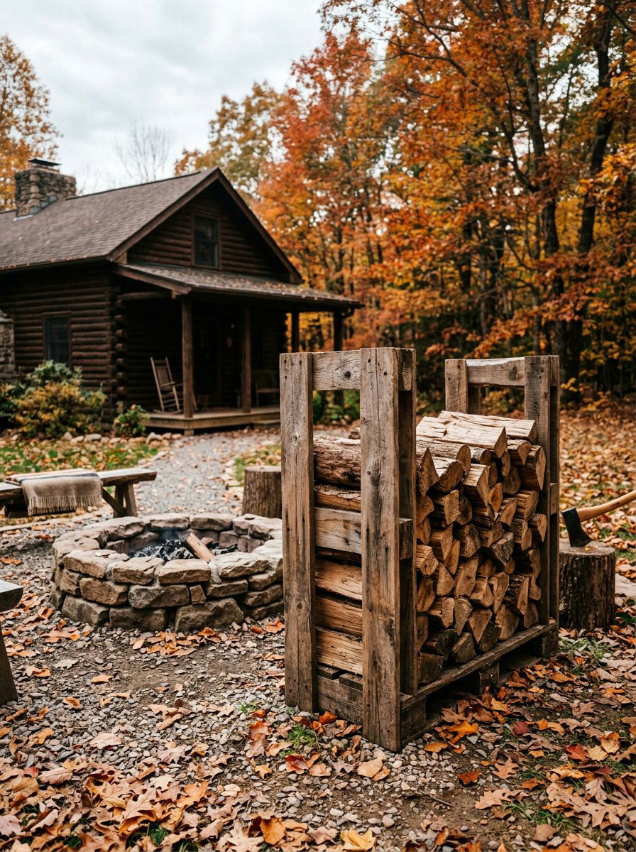 Rustic Pallet Log Holder - 25 Pallet Firewood Storage Rack Ideas