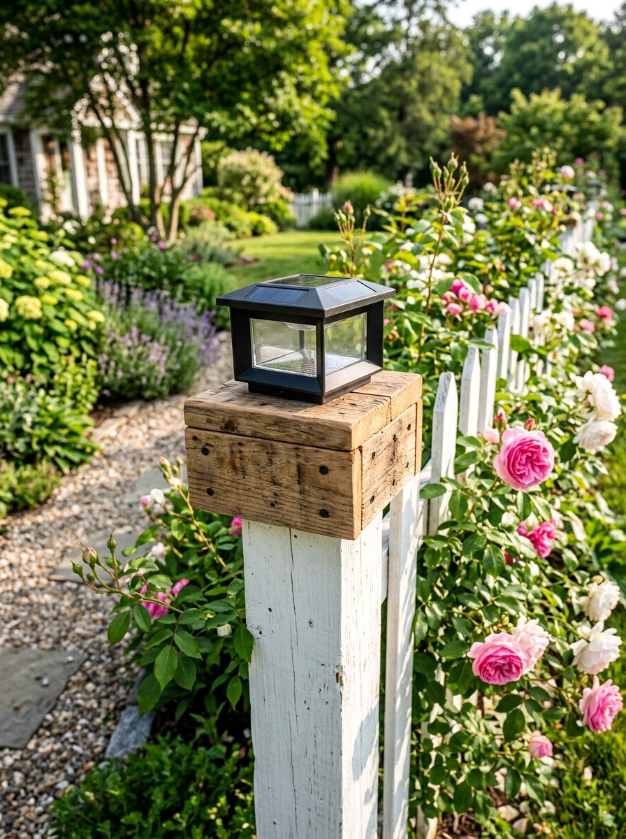 Rustic Pallet Post Cap - 25 Pallet Solar Light Holder Ideas
