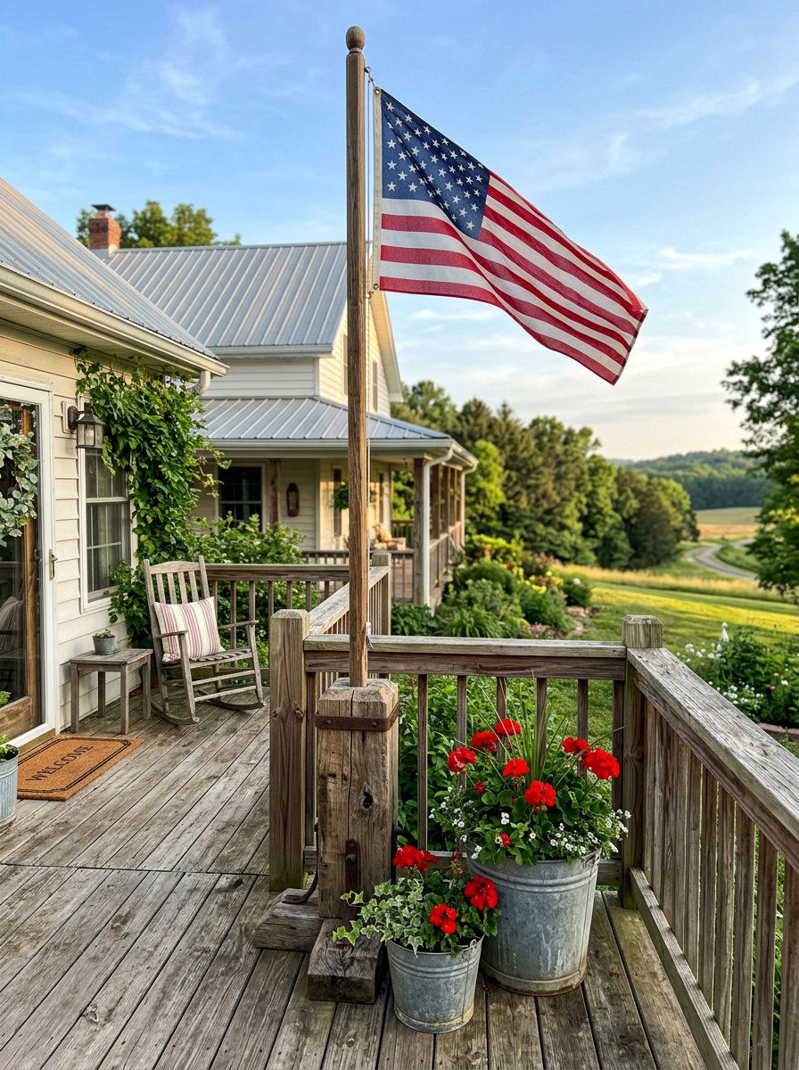 Rustic Porch Flag Stand - 25 Pallet Flag Holder Ideas