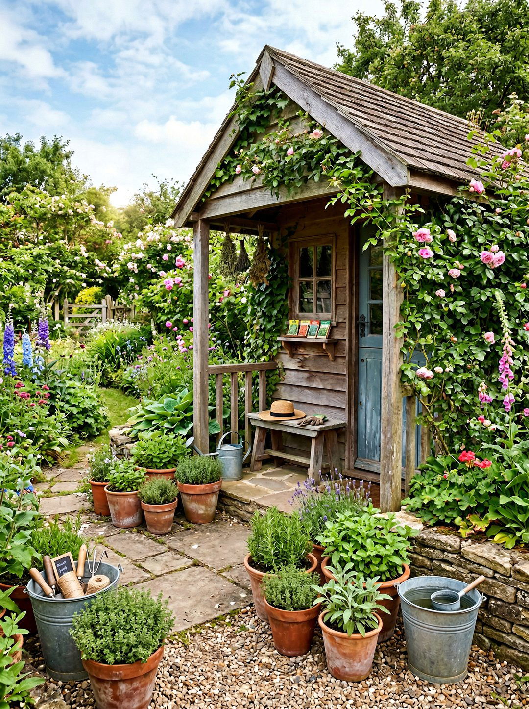 Rustic Potting Shed Nook - 25 private garden nook ideas