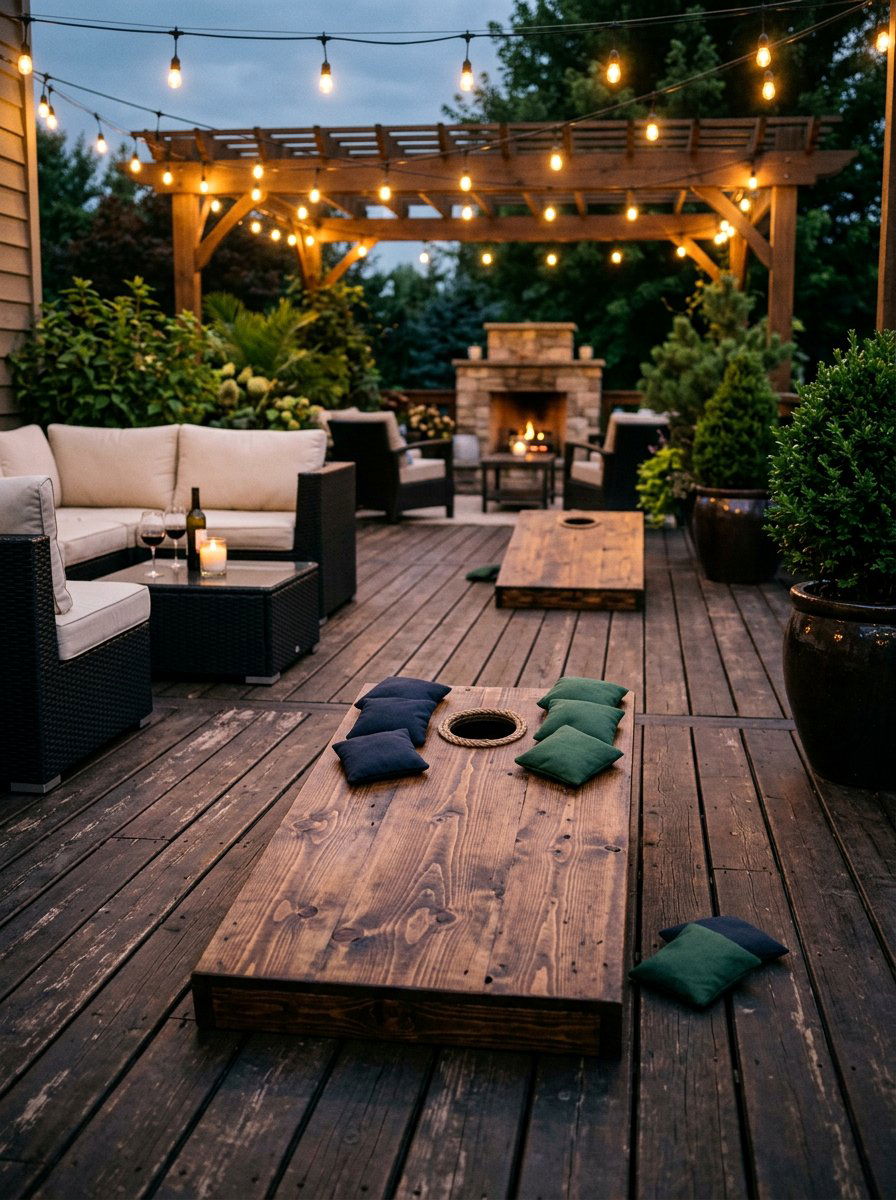 Rustic Stained Pallet Cornhole - 25 Pallet Cornhole Game Board Ideas