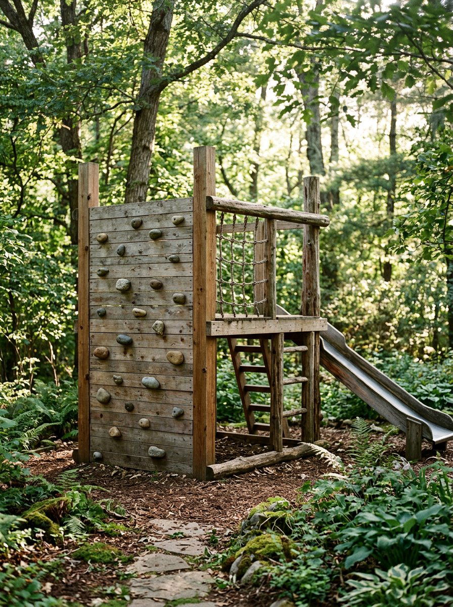 Rustic Wood Climber - 25 Pallet Climbing Wall for Kids Ideas