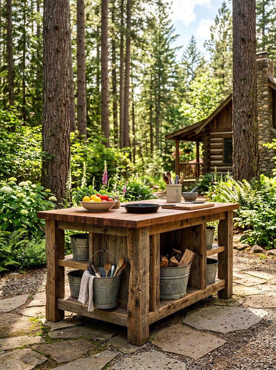 Rustic Wood Kitchen Island - 25 Pallet Outdoor Kitchen Island Ideas