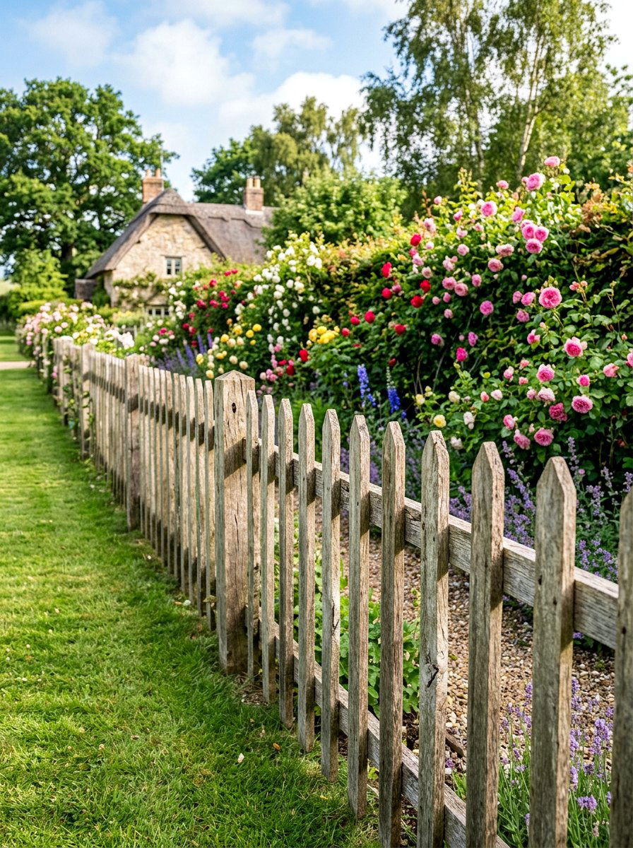 Rustic Wood Picket - 25 Pallet Garden Edging Ideas