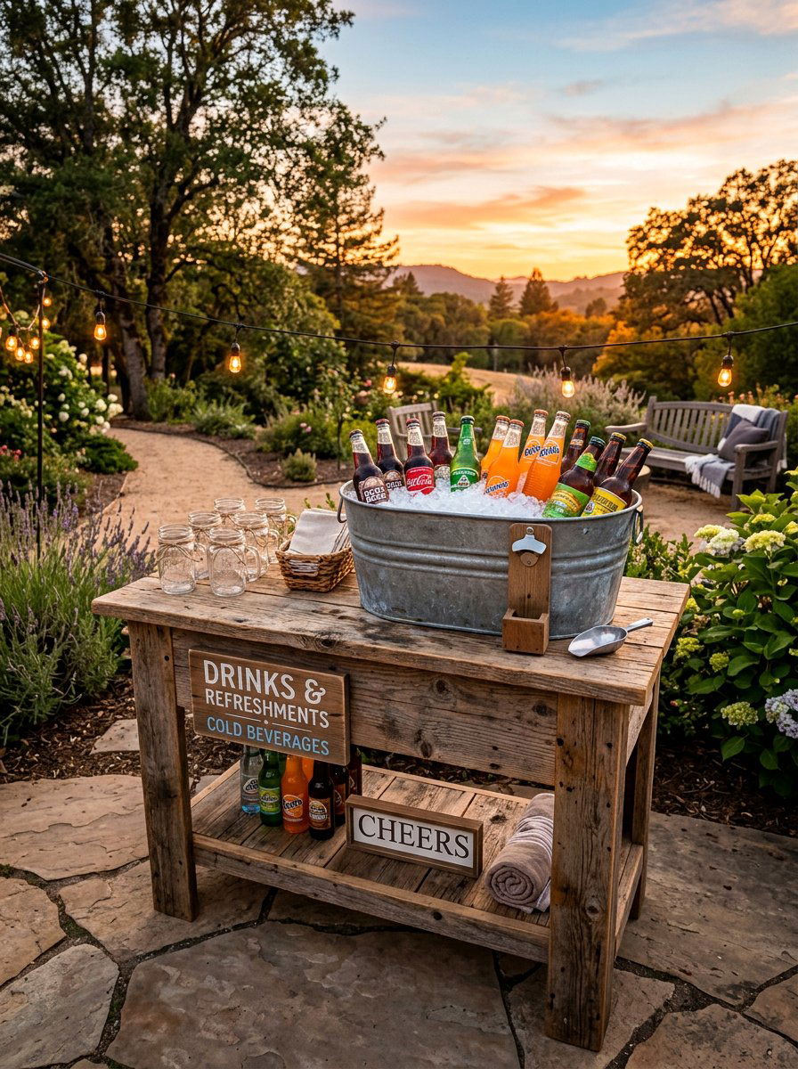 Rustic Wooden Beverage Station - 25 Pallet Outdoor Serving Cart Ideas