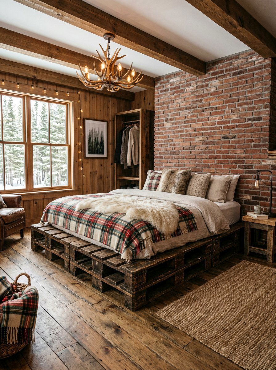Rustic pallet bed - 25 Full size pallet bed ideas