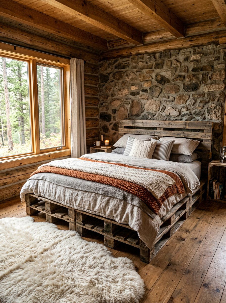 Rustic pallet bed - 25 Pallet bed ideas for small bedroom