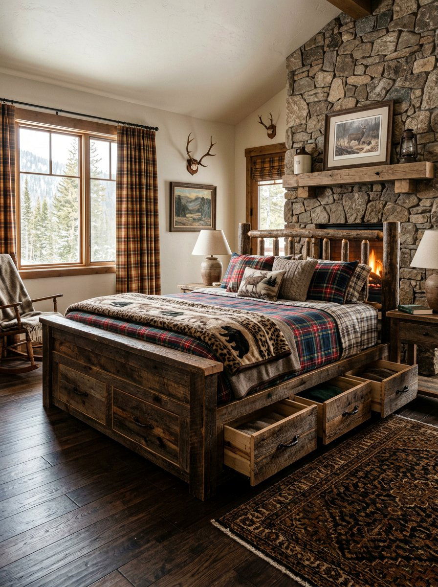 Rustic pallet bed with drawers - 25 Pallet storage bed frame ideas