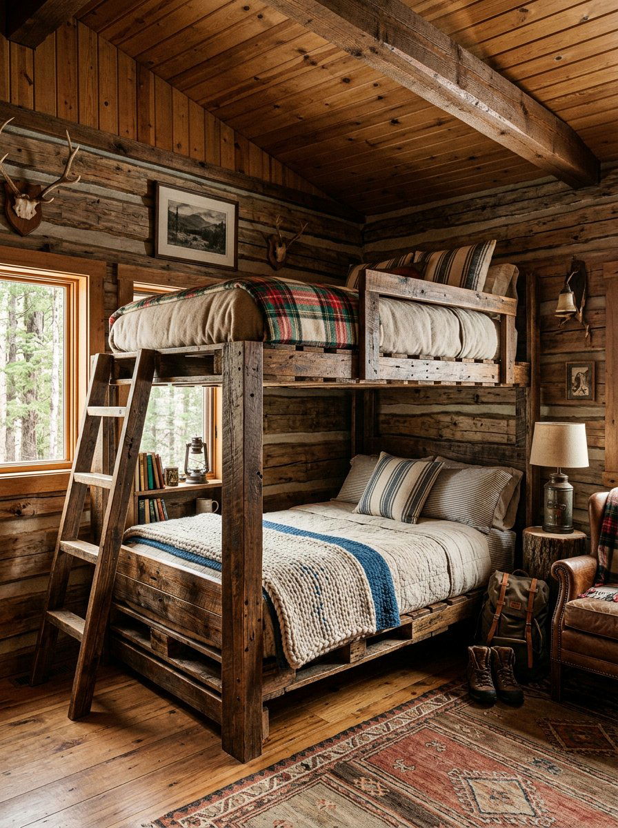Rustic pallet bunk bed - 25 Pallet bunk bed ideas