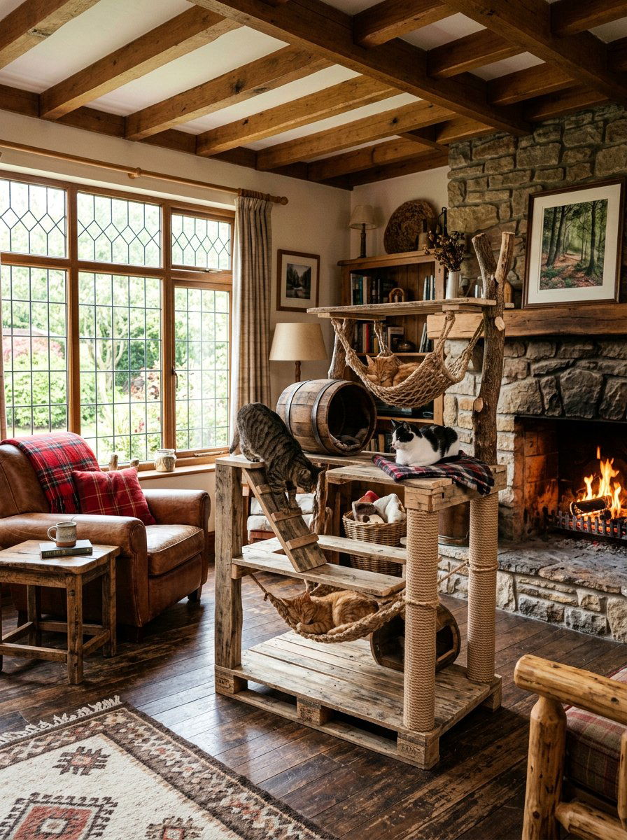 Rustic pallet cat playground - 25 pallet cat tree ideas