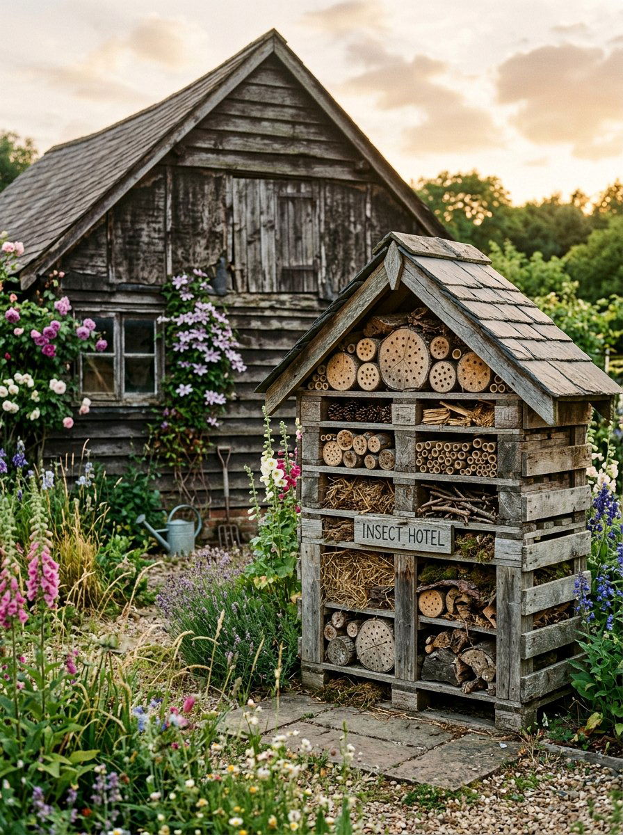 Rustic pallet insect hotel - 25 Pallet Insect Hotel Ideas