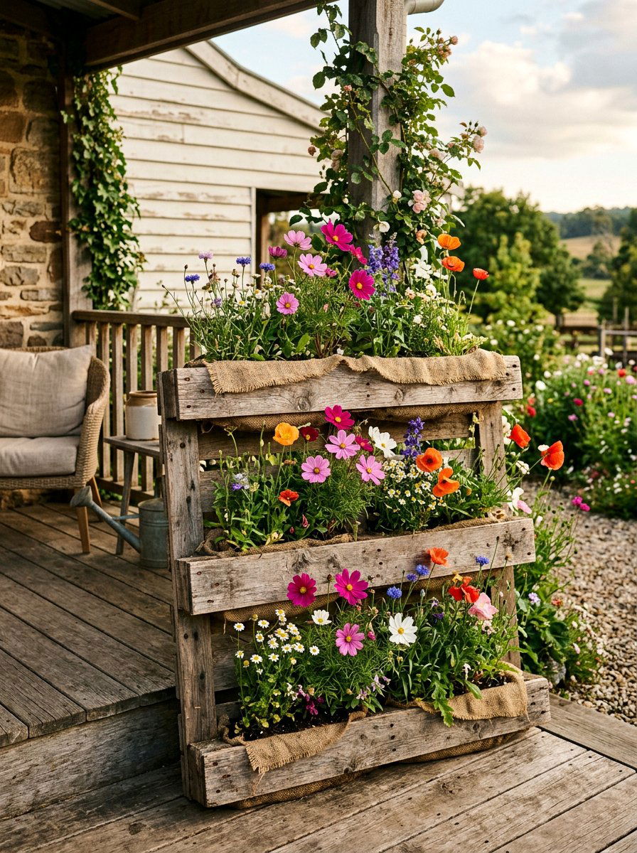 Rustic pallet planter - 25 Pallet Tiered Planter Ideas