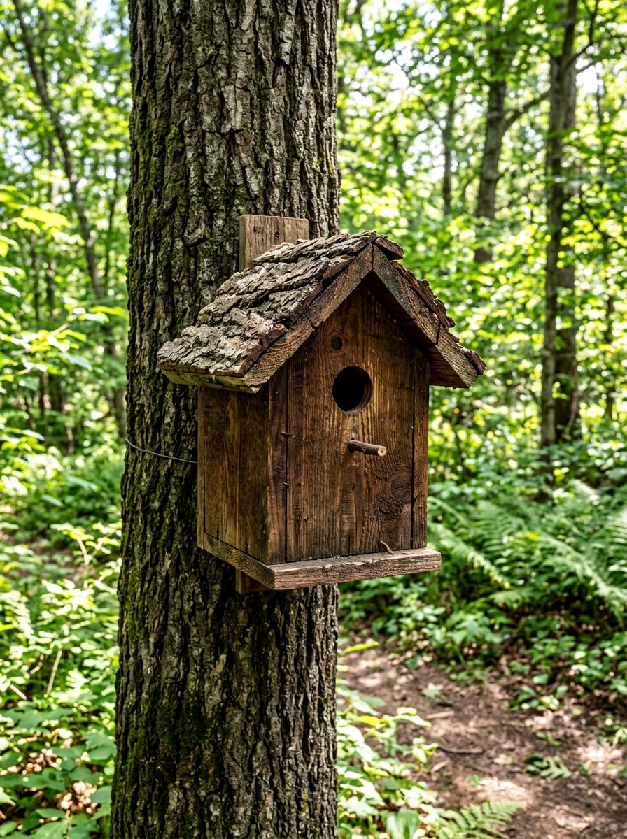 Rustic wood birdhouse - 25 colorful birdhouse ideas