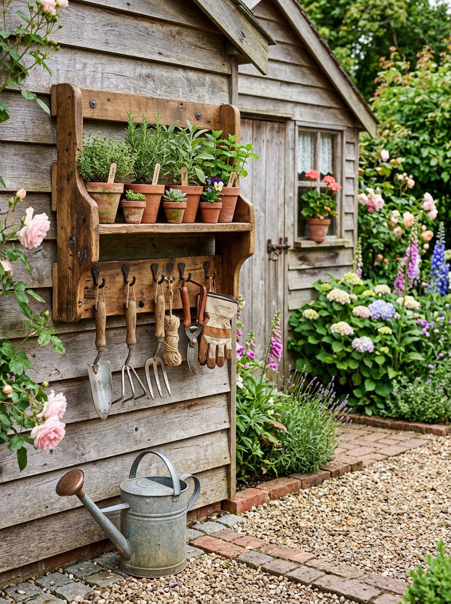 Rustic wood garden organizer - 25 Pallet Hanging Planter Ideas