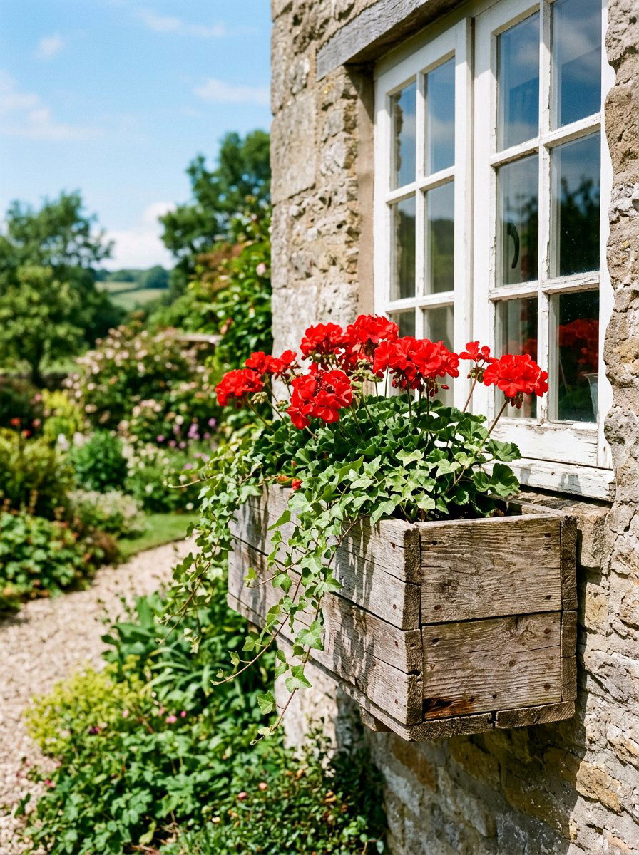 Rustic wood window box - 25 Pallet Window Box Planter Ideas