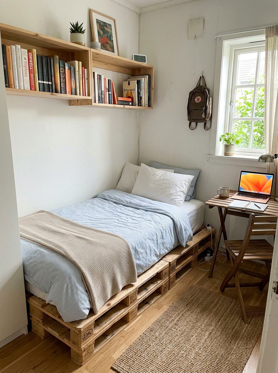 SMALL PALLET BED FOR DORM - 25 Pallet bed ideas for college dorm