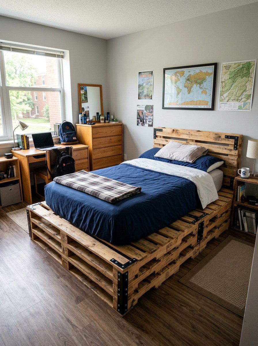 STURDY PALLET BED CONSTRUCTION - 25 Pallet bed ideas for college dorm