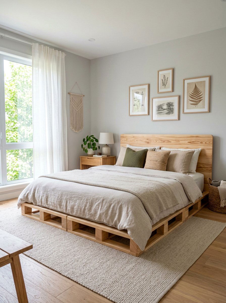 Sanded pallet bed - 25 Full size pallet bed ideas