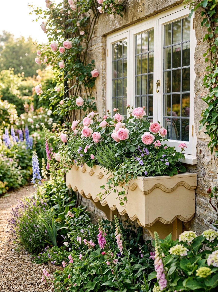 Scalloped edge window box - 25 Pallet Window Box Planter Ideas
