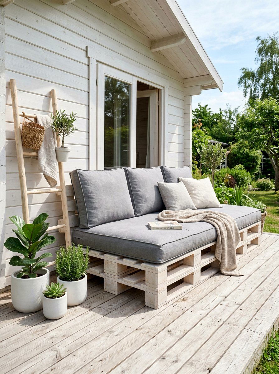 Scandi Style Pallet Daybed For Outdoor Living - 25 Pallet Daybed for Patio Ideas