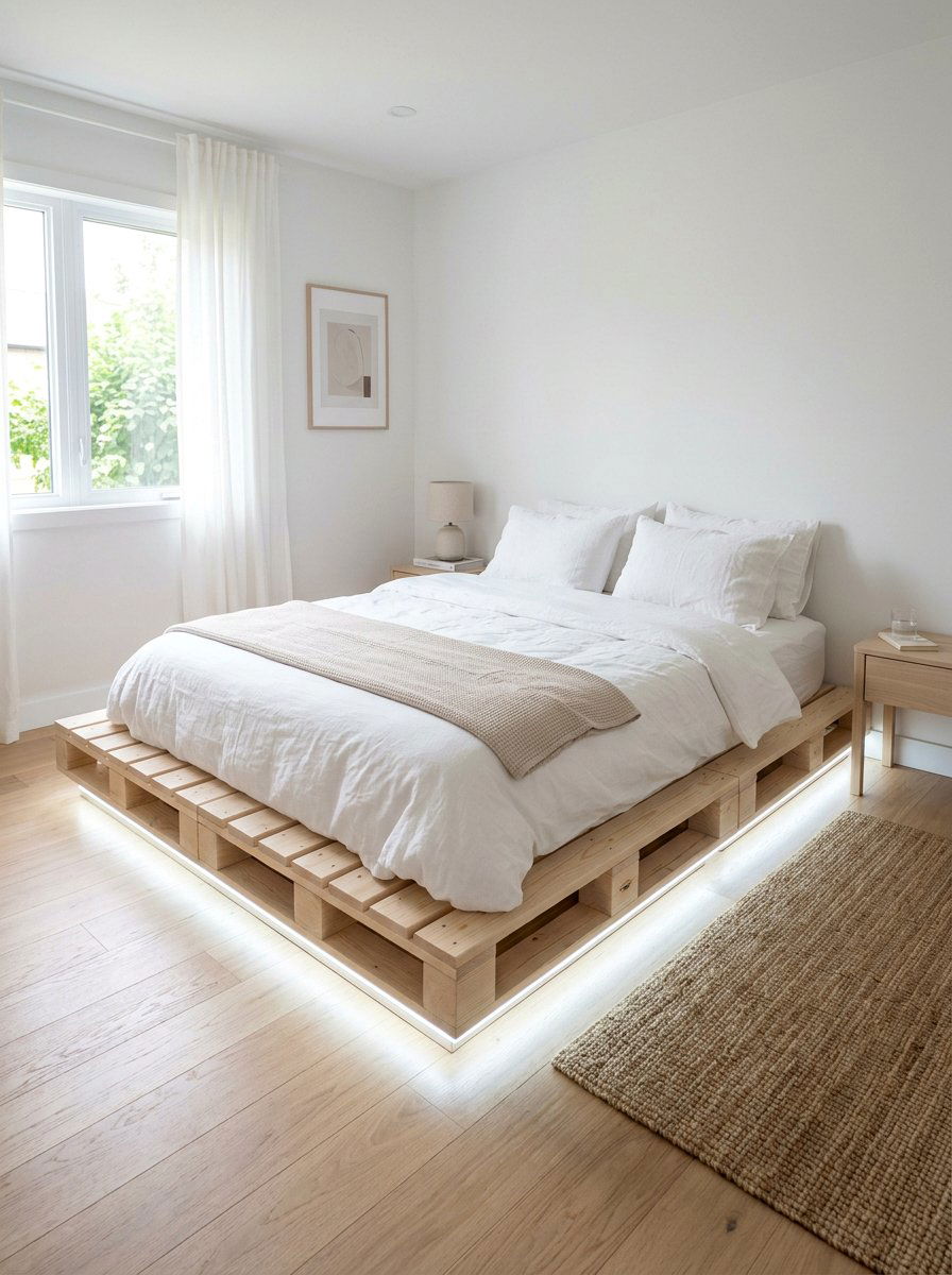 Scandinavian Style Bed - 25 Pallet bed ideas with lights