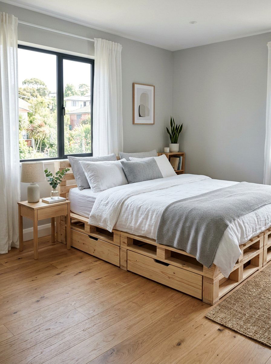 Scandinavian Style Bedroom - 25 Pallet bed ideas with drawers