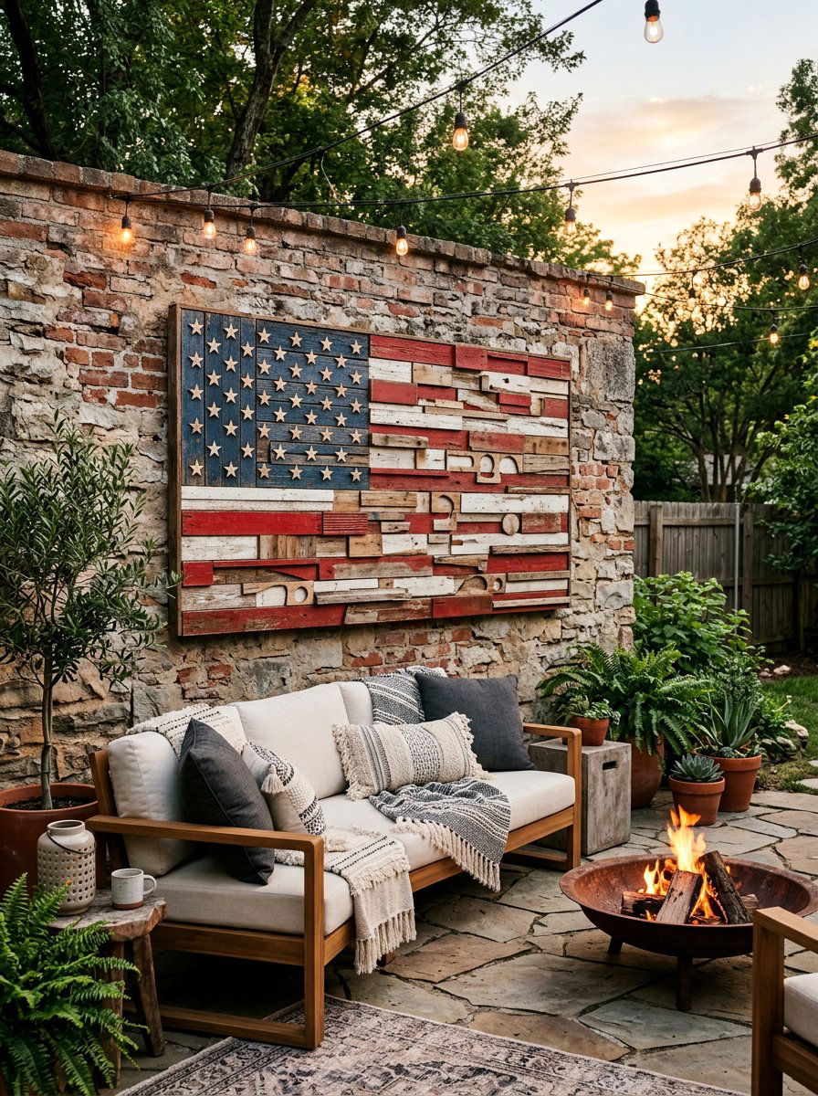 Scrapped Pallet Flag Mural - 25 Pallet Flag Holder Ideas