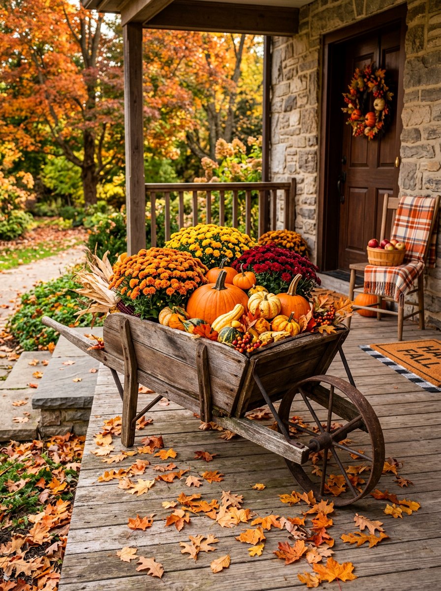 Seasonal Wheelbarrow Planter Display - 25 Pallet Wheelbarrow Planter Ideas