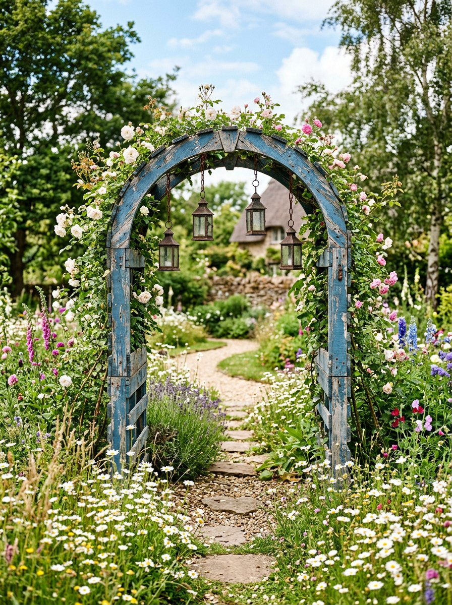 Shabby Chic Garden Arch - 25 Pallet Arbor for Garden Ideas