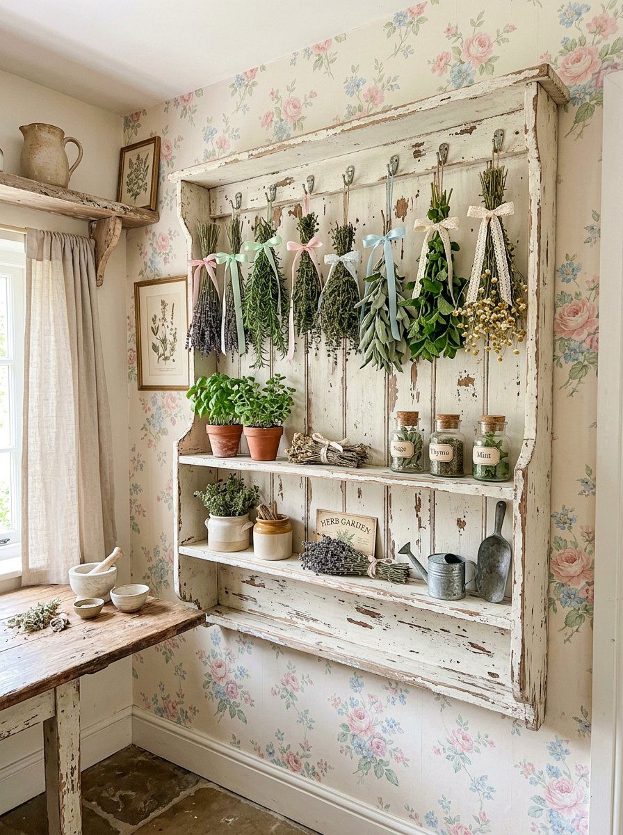 Shabby Chic Herb Rack - 25 Pallet Herb Drying Rack Ideas