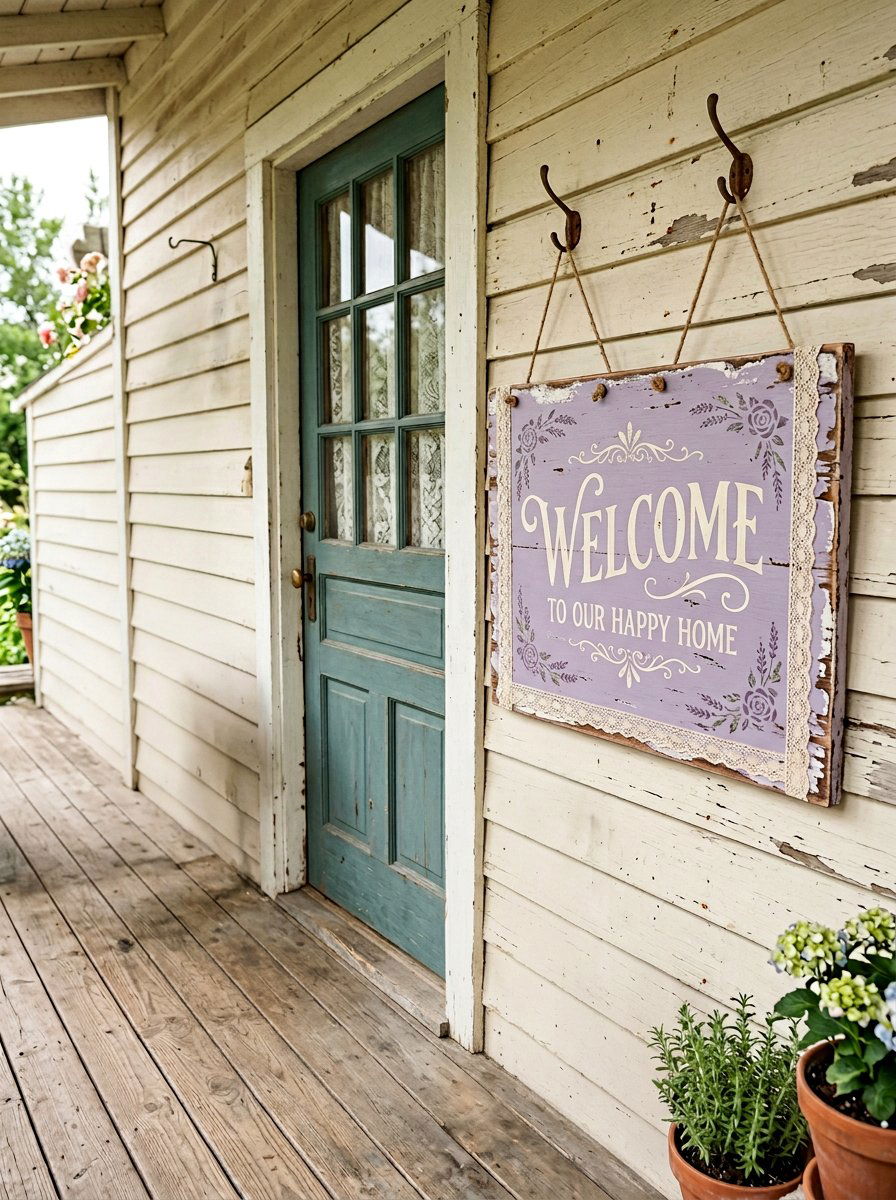 Shabby chic welcome sign - 25 Pallet Welcome Sign for Porch Ideas