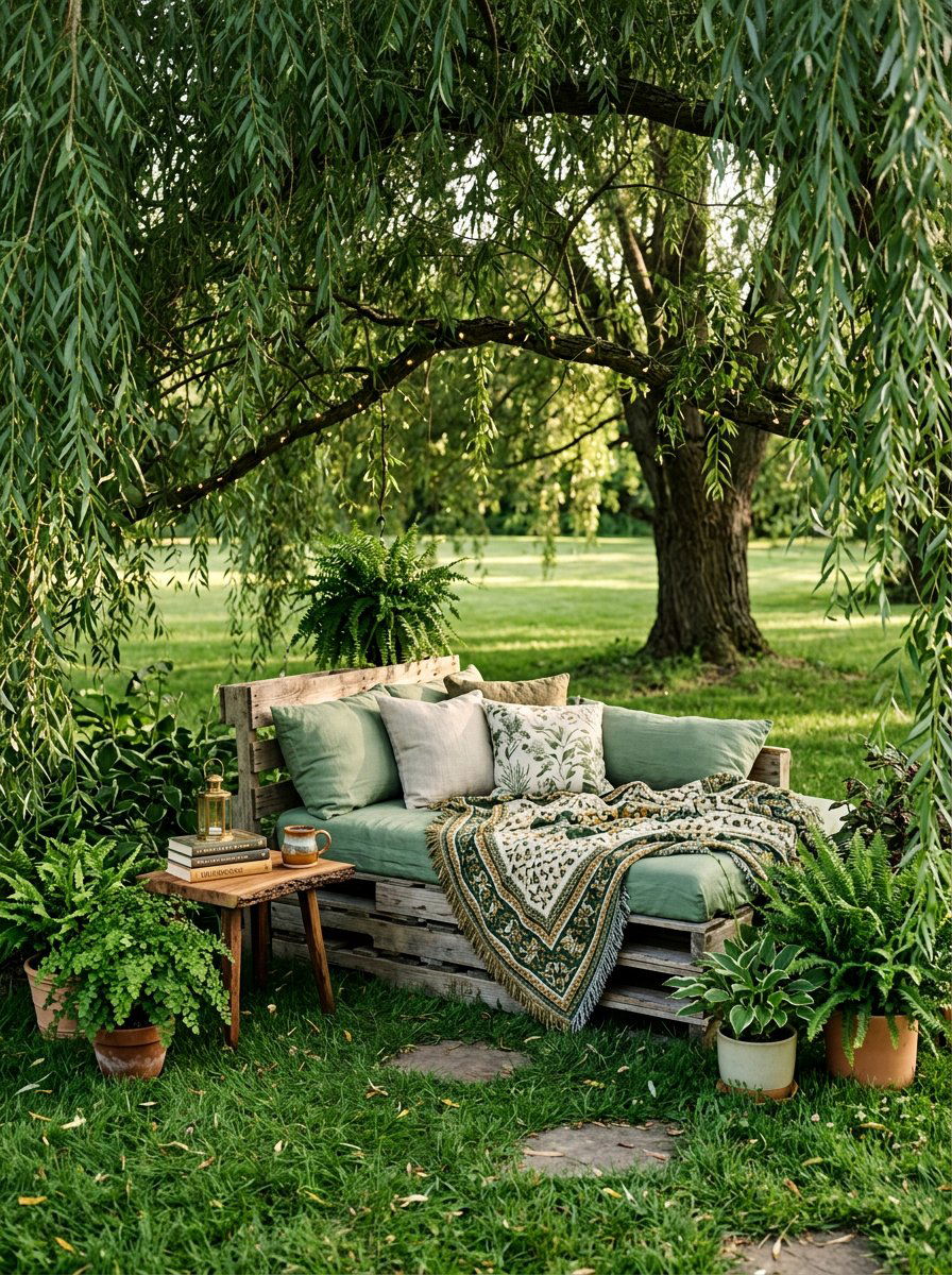 Shaded reading corner - 25 Outdoor pallet daybed ideas